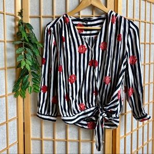🌹SOLD - VELVET HEART STRIPED BLOUSE